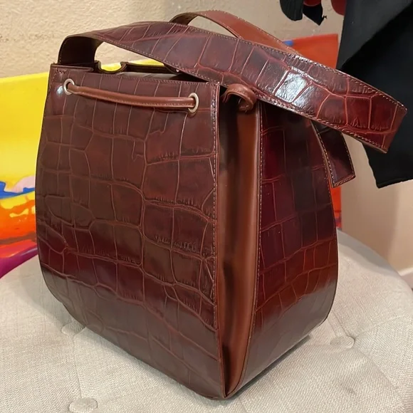 Vintage Marco Rossini Brown Bucket Bag Italian Leather - Picture 7 of 12